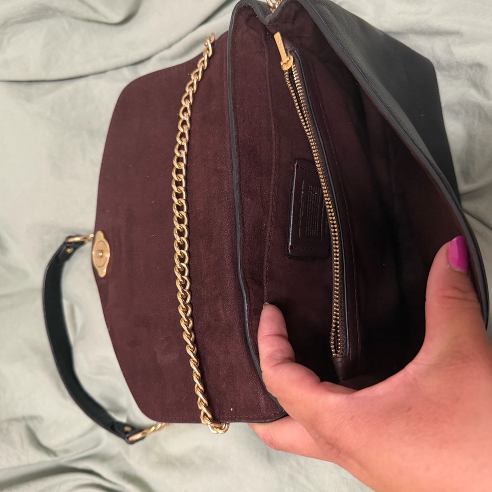 Coach Black Leather Shoulder Bag with Gold Accent C - Picture 3 of 8